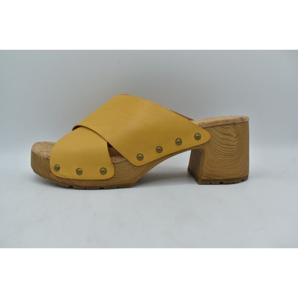 Kork-Ease Womens Size 10 Tatum Yellow Full Grain Leather Heeled Platform Sandals - Picture 7 of 13